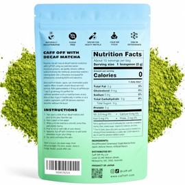 Caff Off T verde matcha descafeinado en polvo autntico, descafeinado naturalmente y de grado ceremonial. Matcha en polvo sin cafena de Japn. A base...