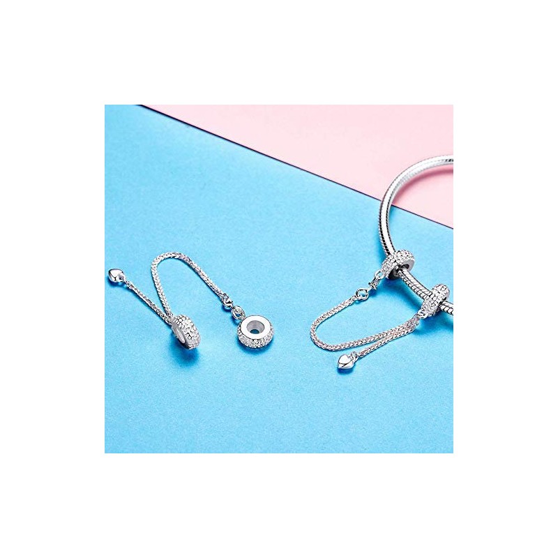 Cadena de seguridad con cierre de corazón auténtica plata de