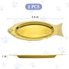 Apatal 2 Pcs Stainless Steel Shallow Cat Bowls,Fish Shaped Metal