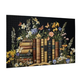 MA6GE8DE Retro Wildflowers Puzzles for Adults 1000 Pieces,Wildflowers Pages Jigsaw Puzzle, Vintage Book Puzzles for Book Lover,Plant Floral Flowers Puzzle As Home Decor,Classic Wooden Puzzle