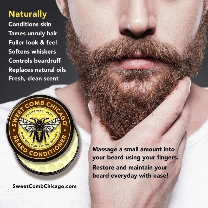 Acondicionador De Barba De Cera De Abejas, Fuerte Sujeción P