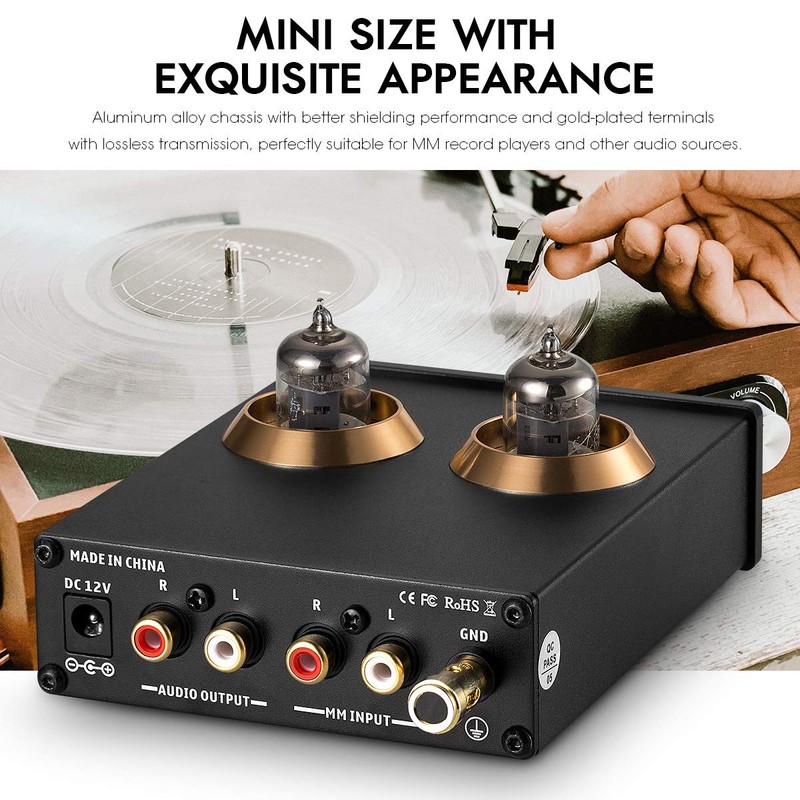 Vacuum Tube Phono Preamp, MM Turntable Preamplifier for Record Player/Home