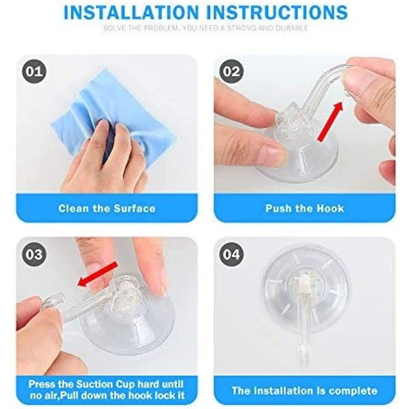1st Choice Clear Plastic Suction Cup Hooks, 12 Pack Ultra