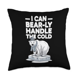 Winter Animal Humor Polar Bear Arctic Cold Weather Comedy Throw Pillow