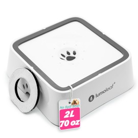 LumoLeaf No Spill Water Bowl for Dogs with Filter, 70oz/2L, Slow Feeder for Messy Drinkers, Drip-Free & Splash-Proof Design (White 70 fl oz)