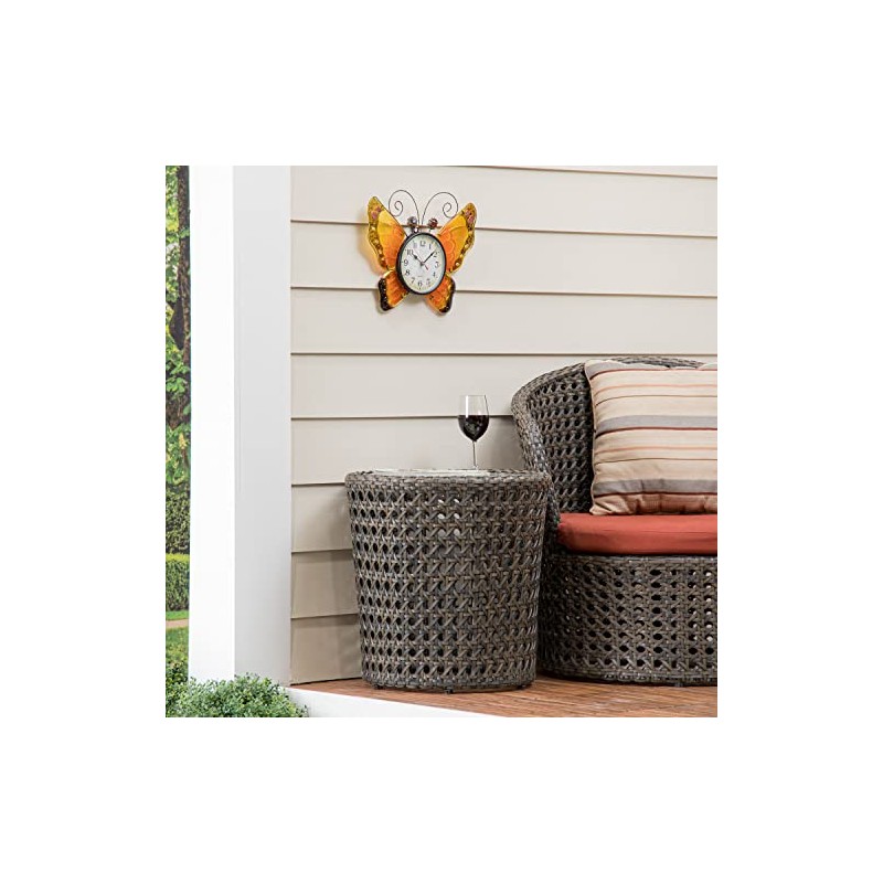 Evergreen Metal and Glass Shaped Wall Clock, Butterfly