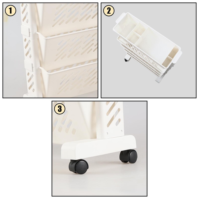 Tstorage Plastic Mobile Storage Bookshelf, 5-Tier Tableside Rolling Bookcase, Mobile