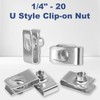 YUEARN 1/4"-20 U-Style Clip-On Nut, Stainless Steel Regular Extruded U-Nut,