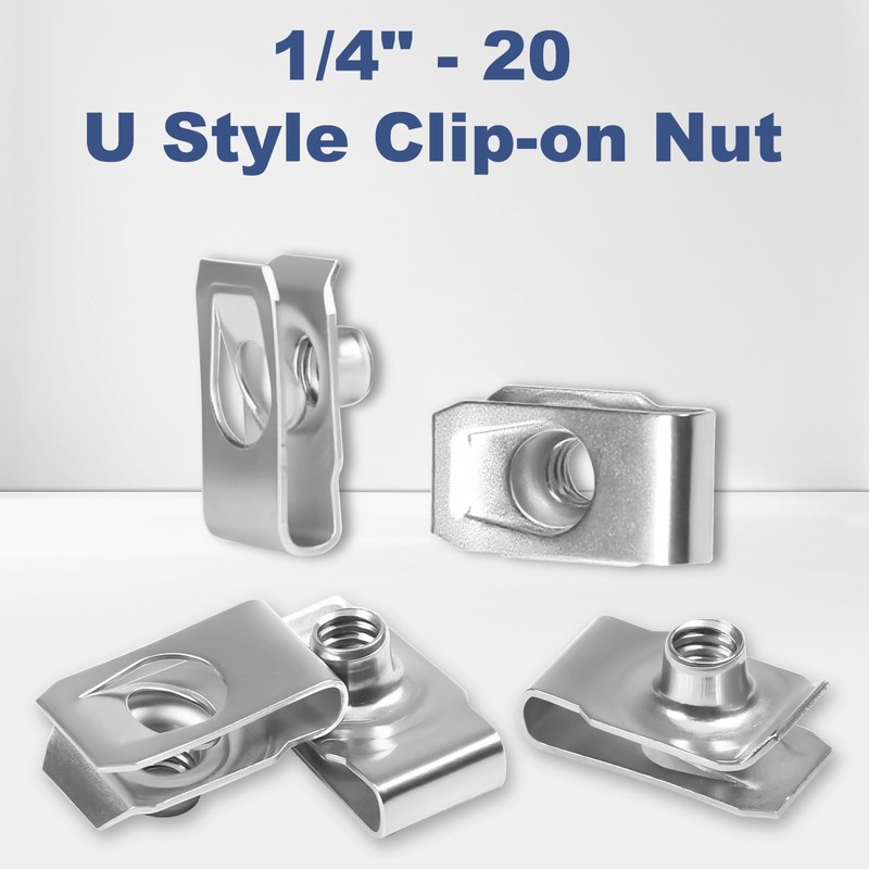 YUEARN 1/4"-20 U-Style Clip-On Nut, Stainless Steel Regular Extruded U-Nut,