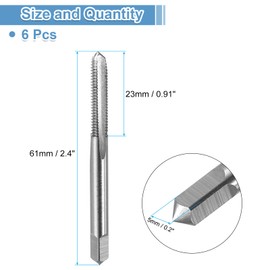 sourcing map 6pcs Straight Flute Thread Tap, 10-32 UNF Screw Threading Tapping Tool Thread Milling Machine Taps, High-Speed Steel 6542 (HSS 6542)
