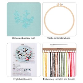 MWOOT Embroidery Cross Stitch Set with Flowers and Birds Pattern, DIY Handmade Embroidery Cross Stitch Starter Kit, Embroidery Kit for Adults Beginners