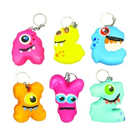 GEDDES Raymond Squishy Alpha Monster Keychain Buddies (Pack of 26) - Cute Alphabet Keychains for Backpacks and Zippers