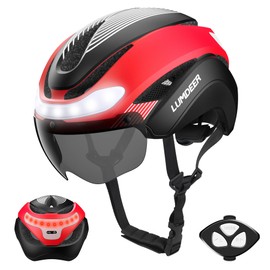 LUMDEER Smart Bike Helmet with LED Turn Signals Front & Rear Light Rechargeable, Visor, Goggles for Ebike,Scooter Commuting, Adjustable Bicycle Helmets for Adults Men Women