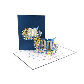 Teabug Cards Happy Birthday Pop Up 3D Greeting Card with Numbers (90th Blue) …