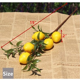 XIZHI 6 ramas de limón falsas de 19 pulgadas para decoración de ramas de limón amarillo para el hogar, día festivo, granja, centro de mesa y decoración de Navidad del hogar