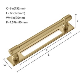 khtumeware 5 Pack 6 Inch（152 mm Center to Center Brushed Gold Cabinet Pull Backplate with Base Plate Zinc Brushed Brass Kitchen Cabinet Handles Drawer Pulls Cabinet Hardware