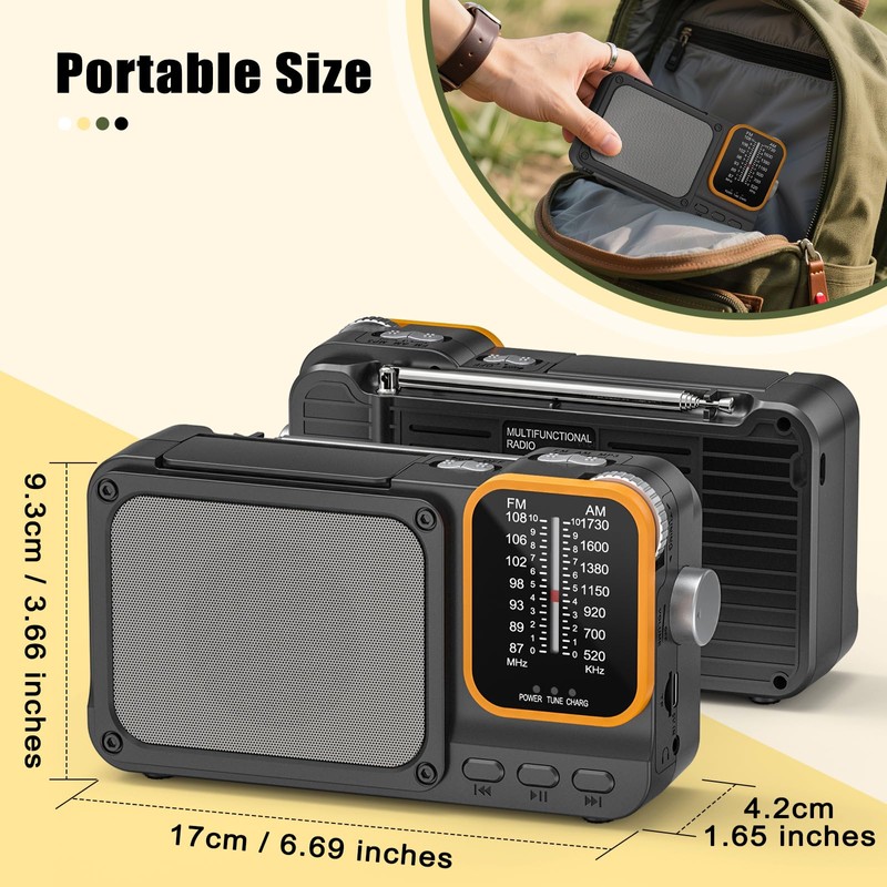 Tendak AM FM Radio with Best Reception, Bluetooth Portable AM