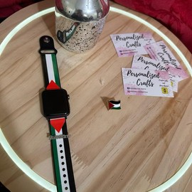 Palestinian themed silicone Watch band with buckle Accessories Durable size 38/40 - Color: Palestine flag