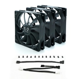 Kaze Flex 120 High Air Flow PC Case Fan, Fluid Dynamic Bearing,120mm x 25mm (3-Pack, PWN 4-pin, 1500RPM)