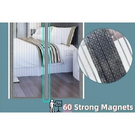 Magnetic Screen Door Heavy Duty Self-Sealing Mesh Curtain,for Bedroom and Children's Room,Kitchen and Commercial Use (Grey, (31.5x80.7in) Suitable for Inner Diameter(30x79in))