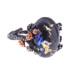 Henrietta Simulated Fire Opal Ring for Women by Ginger Lyne | Sterling Silver Tree Branch Setting Elven Fairy Flower Design for Engagement Statement or Promise Ring