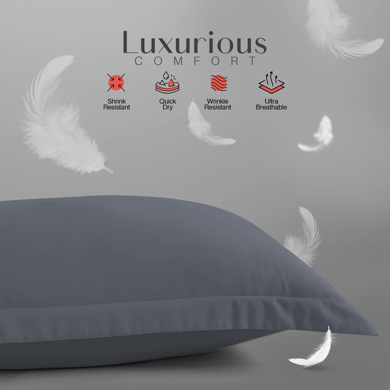 LYMA Bedding Pillow Cases 2 Pack, Ultra Soft Breathable Oxford