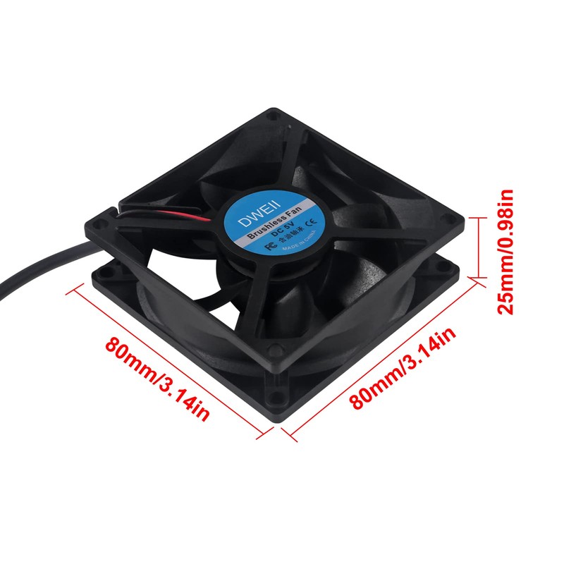 2PCS 80mm USB Fan 5V Brushless 8025 80x25mm for Cooling