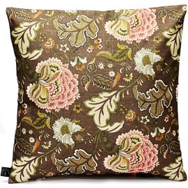 Kuai 60x60cm Retro Flowers Vintage Modern Floral Asian Nordic Home Decor Polyester Cushion Cover (Brown)