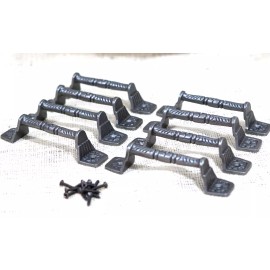 MIDWEST CRAFT HOUSE 8 Cast Iron Handles Gate Pull Shed Door Handles Fancy Drawer Pulls Barn Iron