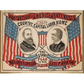 1888 Benjamin Harrison Campaign Poster NEW Metal Sign: "Flag is our Talisman"