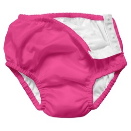 i Play (2 Pack) Unisex Reusable Absorbent Baby Swim Diapers - Swimming Suit Bottom | No Other Diaper Necessary Gray and Hot Pink 6 Months