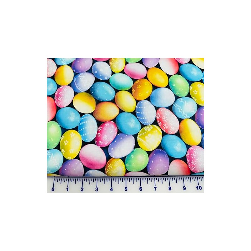 Timeless Treasures 100% Cotton Digital Easter Eggs Packed Easter Fabric