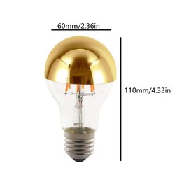 Lxcom Lighting A60/A19 Half Chrome Light Bulb 6W (60 Watt Equivalent) Dimmable Half Gold Reflected Light Warm White 2700K Decorative LED Edison Bulb E26 E27 Base Gold Tipped Mirror Bulbs,4 Pack