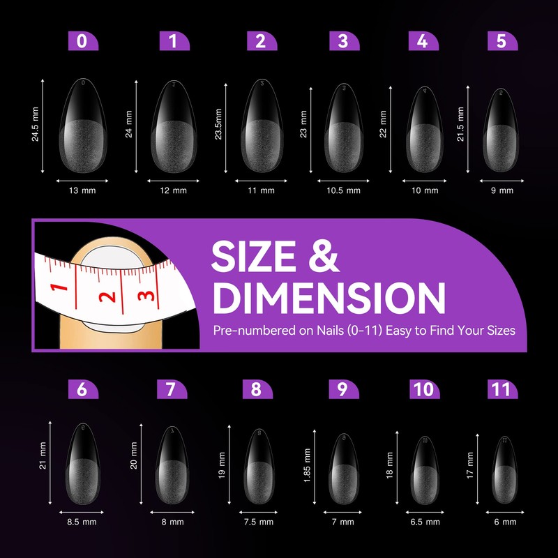 Gelike ec 240pcs Medium Almond Nail Tips: Full Coverage Medium