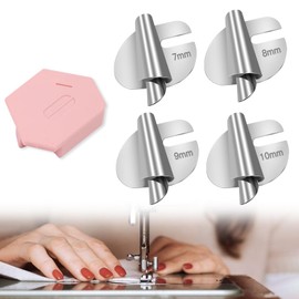 Pcmursal Magnetic Seam Guide for Sewing Machine, Hem Guide for Sewing Machine, Sewing Rolled Hemmer Foot, Sewing Rolled Hemmer Foot Universal Magnetic, 4 Sizes Rolled Hem Presser Foot (Pink)