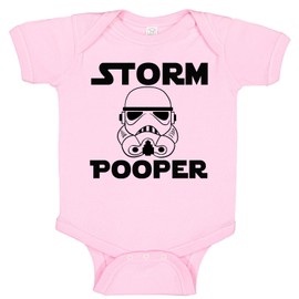 Snappy Suits Storm Pooper Trooper Cute & Funny Unisex Baby & Toddler Bodysuit Romper (Pink, 6 Months)