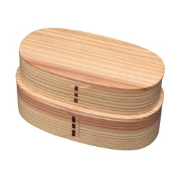 Magewappa Wooden 2-Tier Bento Box, Natural Lunch Box, Stylish, Cute, Large Capacity, High School Students, College Students, Working People