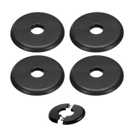 Qiyuda 4 Pcs Wall Split Flange Self-Adhesive Escutcheon Plate for Buckle 17mm / 0.6" Dia Water Pipe Faucet Decoration Plumbing Cover Plates, Black