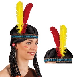 NET TOYS Trendy Indian Headband with Feathers – Colourful – Beautiful Unisex Costume Accessory Indian Headpiece