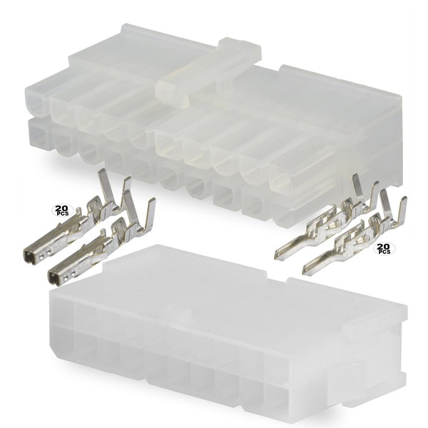 Molex (20 Circuits) Receptacle and Plug Housing w/ Terminals18-24 AWG Mini-Fit Jr