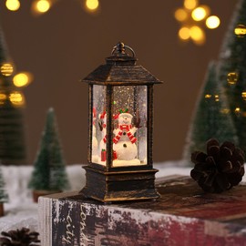 3 Pcs Christmas Decoration Mini Lanterns Vintage Hanging Christmas Snow Globes for Home Xmas Winter Themed Parties Birthday Wedding Decoration