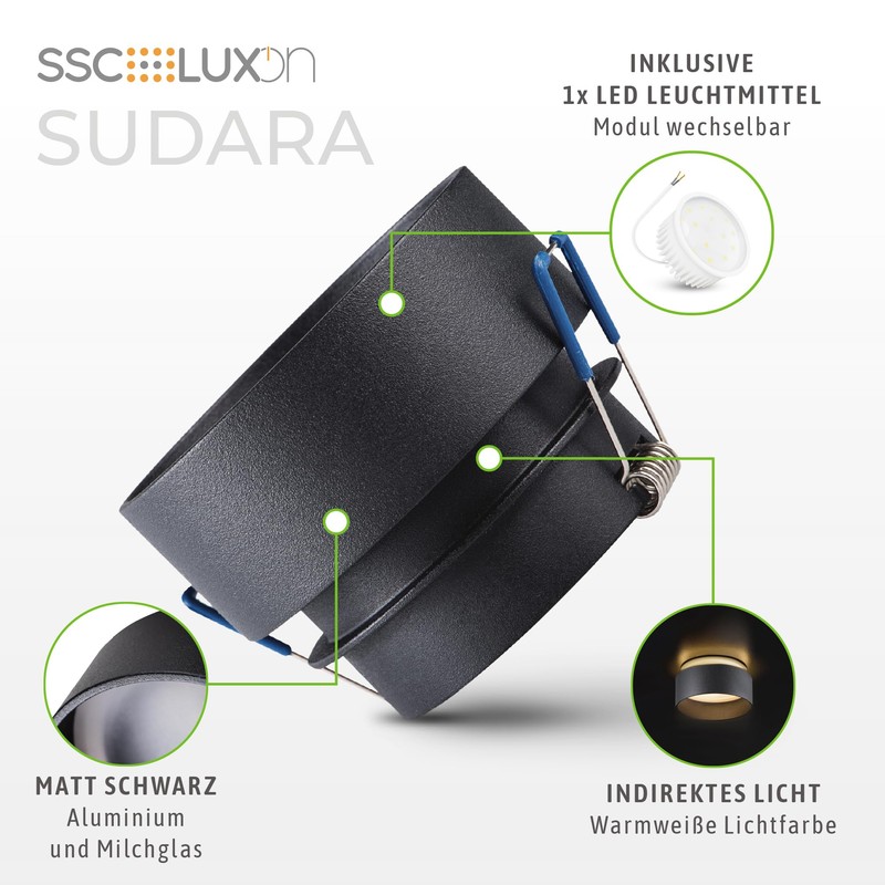 SSC-LUXon Sudara LED Ceiling Spotlight with Indirect Light Including LED