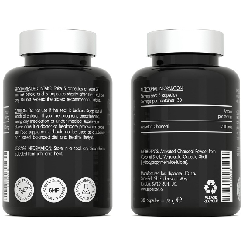 Activated Charcoal Tablets 2000mg - High Strength Charcoal Tablets for