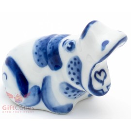 Hippopotamus Gzhel porcelain figurine hippo handmade Гжель