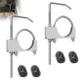 2 Pcs 2.5" Exhaust Clamp with Hanger Rod and 4 Pcs Rubber Exhaust Hangers for 2.5 Inch Exhaust Pipes, Heavy Duty Universal Exhaust System Hanger for Car Truck SUV