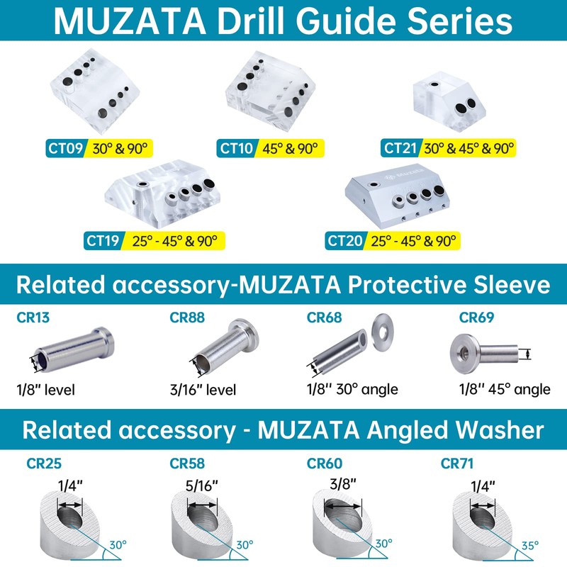 Muzata 45 90 Degree Cable Railing Angle Drill Guide Jig