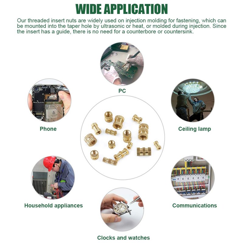 Keadic 370PCS M2 M3 M4 M5 Female Thread Knurled Nut