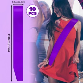 10Pcs Sash Sashes Satin Blank Ribbon Birthday Plain Party Pageants DIY Pageant Bachelorette Party, Prom Graduation Decorate (Purple)