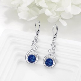 Lapis Lazuli Earrings Sterling Silver Spiral Earrings Blue Lapis Lazuli Leverback Earrings Spiral Dangle Earrings Lapis Lazuli Jewelry Gifts for Women