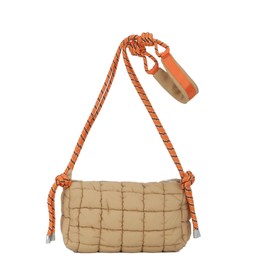 Fecialy Quilted Puffer Bag for Women Quilted Shoulder Bag Lightweight Nylon Shoulder Bag Puff Padding Handbags, khaki